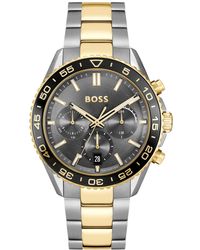 BOSS - Runner Quartz Chrono Stainless Steel Ionic Plated Thin Gold-tone Steel Watch 44mm - Lyst