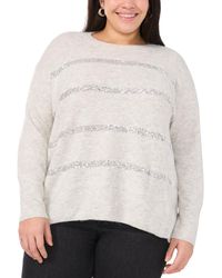 Vince Camuto - Plus Size Crewneck Sequin Stripe Long Sleeve Sweater - Lyst