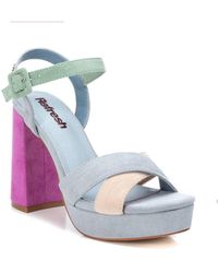 Xti - Heeled Suede Sandals With Platform Bl By - Lyst