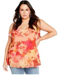 City Chic - Plus Size Peta Print Top - Lyst