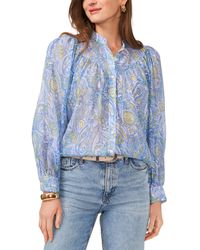 Vince Camuto - Printed Raglan Sleeve Button-front Top - Lyst