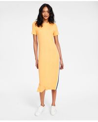 Tommy Hilfiger Denim Ribbed Midi Dress | Lyst