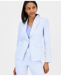 Tahari - Seersucker Stripe Cotton One-button Blazer - Lyst