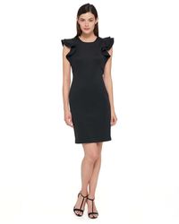 Tommy Hilfiger - Ruffle-sleeve Sheath Dress - Lyst