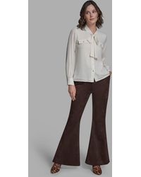 BCBGMAXAZRIA - Button Down Tie Neck Blouse - Lyst