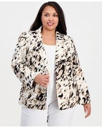Kasper - Plus Size Printed One-button Long-sleeve Blazer - Lyst