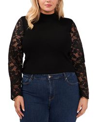 Vince Camuto - Plus Size Mock-neck Lace-sleeve Sweater - Lyst