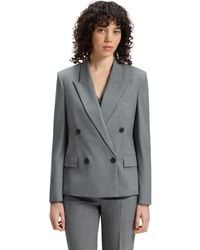 BOSS - Boss By Melange Virgin Wool Double-breasted Blazer - Lyst