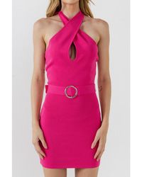 Endless Rose - Crossed Halter Neck Cut Out Knit Mini Dress - Lyst