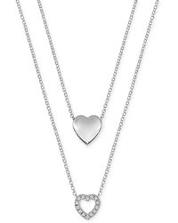 Macy's - Diamond Double Heart 16-1/2" Layered Pendant Necklace (1/6 Ct. T.w. - Lyst