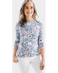 Style & Co. - Pima Cotton 3/4 Sleeve Printed Top - Lyst