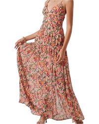 Astr Synthetic Palace Floral-print Ruffled Maxi Dress in Blue White Floral (Blue) | Lyst
