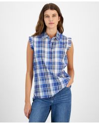 Tommy Hilfiger - Plaid Collared Sleeveless Top - Lyst
