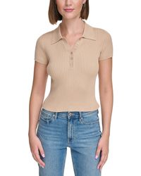 Calvin Klein - Ribbed Quarter-button Polo Shirt - Lyst