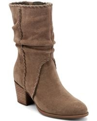 Earth - Venla Suede Slouch Whipstitch Block Heel Boots - Lyst
