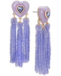 On 34th - Gold-tone Crystal Heart & Beaded Fringe Drop Earrings - Lyst