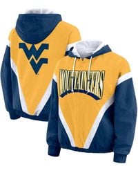 WEAR by Erin Andrews - Navy/gold West Virginia Mountaineers Color Block Full-zip Hoodie Windbreaker Jacket - Lyst