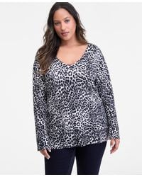 INC International Concepts - Plus Size Animal-print V-neck Tunic - Lyst