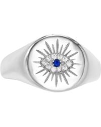 Macy's - Cubic Zirconia & Lab Grown Blue Spinel Accent Evil Eye Ring - Lyst