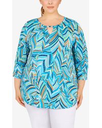 Ruby Rd. - Plus Size Geometric Leaves Puff Print Knit Top - Lyst