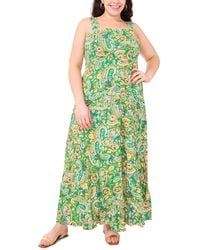 Vince Camuto - Plus Size Paisley- Print Square-neck Smocked-back Sleeveless Maxi Dress - Lyst