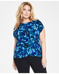 INC International Concepts - Plus Size Printed Twist-front Top - Lyst