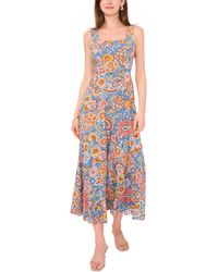Vince Camuto - Printed Smocked Fit & Flare Maxi Dress - Lyst