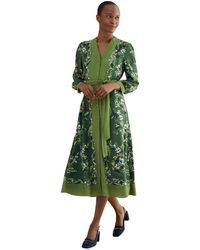Hobbs - Apolline Printed V-neck Midi Shirt Dress - Lyst