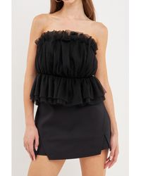 Endless Rose - Strapless Tulle Peplum Top - Lyst