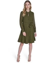Eliza J - Solid-color Pleated Chiffon Tie-belt Dress - Lyst