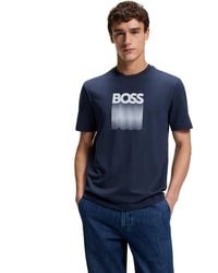 BOSS - Boss By Cotton-jersey Logo Print T-shirt - Lyst