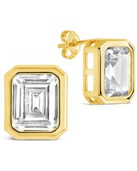 Sterling Forever - Camille Bezel Cubic Zirconia Stud Earrings - Lyst