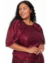 Muse - Plus Size Sequin Draped-sleeve Top - Lyst