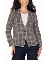Liverpool Los Angeles - Collarless Fray Trim Fitted Blazer Pxs Xl - Lyst