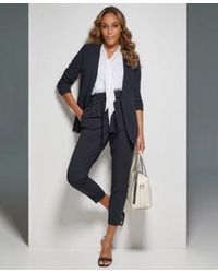 Calvin Klein - Petite Scrunch Sleeve Jacket Tie Neck Blouse Mid Rise Belted Pant - Lyst