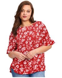Avenue - Plus Size Crew Ruffle Hem Top - Lyst