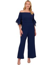 Adrianna Papell - Plus Size Off-the-shoulder Organza-sleeve Jumpsuit - Lyst