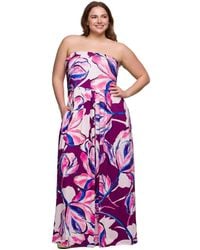 24seven Comfort Apparel - Plus Size A-line Strapless Maxi Dress - Lyst