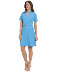 Maggy London - Belted Short-sleeve Fit & Flare Dress - Lyst