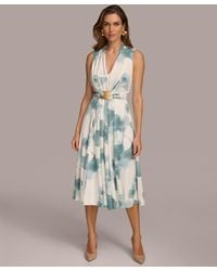 Donna Karan - Printed Waist-wrap Midi Dress - Lyst