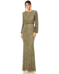 Mac Duggal - High Neck Long Sleeve Beaded Blouson Gown - Lyst