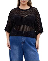 City Chic - Plus Size Crochet Knit Top - Lyst