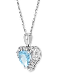 Macy's - Lab Grown Ruby 1-7/8 Ct. T.w. Lab-created White Sapphire 5/8 Ct. T.w. Heart Pendant - Lyst