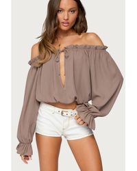 Edikted - Juna Off Shoulder Ruffle Chiffon Top - Lyst