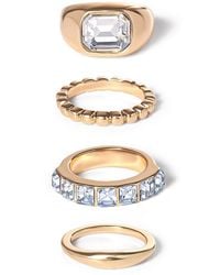 Jessica Simpson - 4-piece Textured -tone Ring Set - Lyst