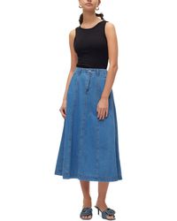 Vero Moda - Brynn Cotton Midi Denim Skirt - Lyst