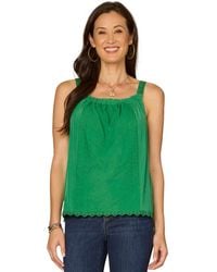 Democracy - Petite Square Neck Embroidered Front Tank Top - Lyst