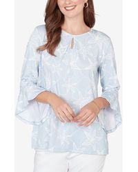 Ruby Rd. - Plus Size Starfish Puff Print Flutter Sleeve Top - Lyst
