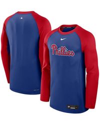 Nike - Royal/red Philadelphia Phillies Authentic Collection Game Time Raglan Performance Long Sleeve T-shirt - Lyst
