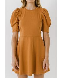 English Factory - Short Puff Sleeve Mini Dress - Lyst